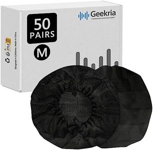 Geekria 50 Pairs Individually Wrapped Disposable Headphones Ear Cover for Over-Ear Headset, MRI Headset Earcup, Stretchable Sanitary Ear Pads Cover, Hygienic Ear Cushion Protector (M/Black)