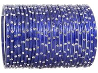 LAVAZZA Glass Bangles | Bangles For Women and Girls | Glass Bangle Set | Fashion Jewellery Bangles | Women's Bangles | Bangles and Bracelet | Blue Bangles | Glass Chudi - Set of 24, (KS2-DBlue-2.4)