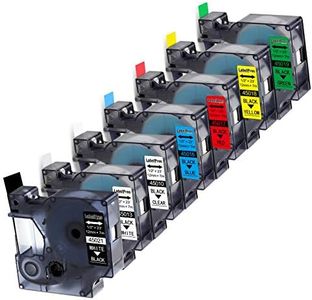 7-Pack Replace DYMO D1 Label Tape 45010 45013 45017 45018 45019 45021 D1 Refills Compatible DYMO LabelManager 280 420P PnP 220P 360D 450 210D, 1/2" W x 23' L, 12mm x 7m