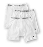 POLO RALPH LAUREN Men's Classic Fit Cotton Boxer Briefs, Trunks & Long Leg Available, 3-Pack, White/Cruise Navy Pp, X-Large