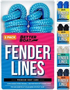 Boat Fender Lines for Boat Bumper Fender Boat Lines Hangers Bag Buoy Marine Rope for Boats or Dock Line Jet Ski Mooring or Small Boating Docking Double Braided Nylon 6 Feet 3/8 inch with Loop 2 Pack