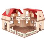 Family Cozy Cabin Doll House Playset, Dollhouse Furniture and Accessories,DIY Cottage Pretend Play Dollhouses, for Toddlers, Boys & Girls