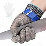 ARCLIBER Level 9 Cut Resistant Glove Stainless Steel Wire Metal Mesh Butcher Safety Work Glove for Cutting,Slicing Chopping and Peeling(Large)