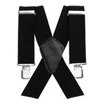 Aulola® Mens X Shape Braces Adjustable and Elastic Suspenders with A Very Strong Clips - Heavy Duty 50MM Wide Lattice Design