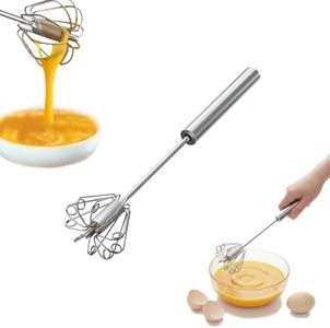 Stainless Steel Semi-Automatic Whisk, Hand Push Rotary Blender, Stainless Steel Hand Egg Beater for Eggs, Milk, Home Mixer,Kitchen Gadgets，10in