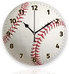 Tiawutal Battery Operated Wall Clocks 12 Inch,Baseball,Silent Home Decor for Bathroom,Living Room,Bedroom