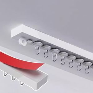 YLNANMI No Drill Self Adhesive Curtain Track Ceiling or Wall Mount(12x16 inch/16FT)- Ceiling Curtain Track, Adhesive Curtain Rod For Windows- Easy to install curtain rails.