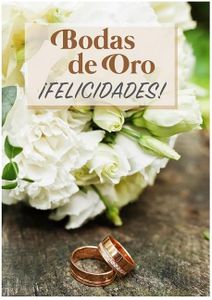 Tarjeta Bodas de Oro con Sobre y Espacio para Firma - Celebración del 50 Aniversario