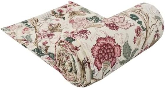 Trance Home Linen 100% Cotton Reversible Dohar Double Bed Size | Jaipuri Printed Artisan Block Design Blanket | Soft Lightweight Ac Comforter Quilt (84"X88", Malhaar Red), 200 TC Summer Collection