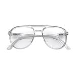 LONDON MOLE Eyewear | Pilot Reading Glasses | Pilot Readers | Cool Readers | Stylish Reading Glasses | Unisex | Spring Hinges |Transparent | + 1.5 magnification