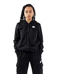 Nike Women's NSW Fleece Hoodie Full Zip Varsity, Black/Black/White, Medium