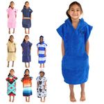 COR Childrens Poncho Towel Robe Light and Dark Blue for Ages 3-8 (Dark Blue)