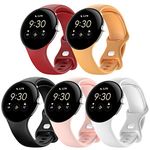 Farluya 5 Pack Compatible with Google Pixel Watch Bands for Women Men Soft Silicone Durable Band Replacement Wristband for Google Pixel Smartwatch Accessories,Small