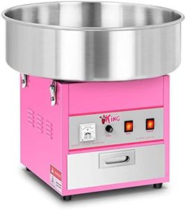 Royal Catering Máquina De Algodón De Azúcar RCZK-1200-W (1200 W, Ø 52 cm, 1 unidad por minuto, Control separado del termostato y la rotación, 52 x 52 x 50 cm) Rosa