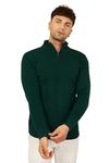 Kvetoo Men High Neck Zipper Full Sleeve Woolen Winter Sweater English Bottle Greenn Size M