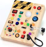 HarVow Busy Board with LED Light Switches, Montessori Toys for 1 2 3 Years Old, Toddlers Wooden Toy Sensory Activity Board, Travel Toys for 1+ Year Old Boy & Girl Birthday Gift