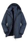 Mountain Warehouse Fell Womens 3 in 1 Jacket -Water Resistant Rain Jacket, Adjustable Hood Ladies Triclimate Jacket, Packable Hood - Ideal Womens Coat for Walking Navy Women's Size 16