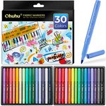 Fabric Markers Pen, Ohuhu 30 Colors Permanent Fabric Paint Marker Pens for DIY Costumes, T-Shirt, Clothes, Shoes, Bags, Canvas, Handbags, Fabric Pens for DIY Gifts