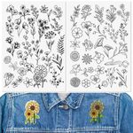 JSRQT 2 Sheets Water Soluble Embroidery Patterns,Embroidery Tansfer Paper,Wash Away Embroidery Stabilizers with Pre-Printed Flower Patterns,Stick and Stitch Embroidery Supplies for Sewing