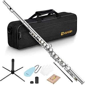 Vangoa Flutes Closed Hole 16 Keys C Flute Instrument for Beginner Kid Orchestra School Band Student with Case, Stand, Gloves, Grease, Adjustment Screwdriver and Cleaning Kit, by Vangoa