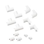 D-Line Micro+ Clip-Over Cable Trunking Accessory Multipack, 13-Piece Pack - 2x Internal Bend, 2x External Bend, 2x Flat Bend, 2x Equal Tee, 3x Connector, 2x End Cap - White