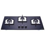 Elica Hob 3 Italian Burner Auto Ignition Glass Top - 1 Big Lotus and 2 Medium Lotus Burner Gas Stove (Flexi EC 375 DX Lotus BK) - Black