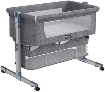 House of Quirk Aluminum Alloy Bedside Sleeper Bedside Crib, Baby Bassinet 3 In 1 Travel Baby Crib Baby Bed With Breathable Net,Adjustable Portable Bed For Infant/Baby (Grey)