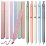 Highlighters and Gel Pens Set with 6pcs Aesthetic Pastel highlighter markers and 5pcs Cute Black Ink Gel Pens Retractable for School Office Supplies Writing Drawing Bible Marker Journaling