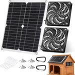 KUWUNG Solar Panel Fan Kit, 12W Outdoor Weatherproof Solar Fan, 16V Dual Exhaust Fan for Small Chicken Coops, Greenhouses, Sheds, Pet Houses, Window Exhaust