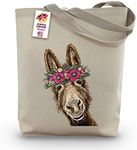 Donkey Tote Bag - Donkey Lover Gift - Flower Crown donkey Totes -Handmade Totes - Donkey Canvas Totes - Cute Donkey Reusable Shopping Bag - Donkey Christmas Gift - Grocery Bag - Beach Bag