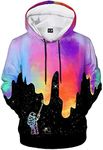 Galaxy Hoodie Drippy Sweatshirt Funny Tie Dye Hoodie Space Astronaut Hoodies 3D Print Cool Graphic Pullover for Men Women, New Tie-dye Galaxy, Large