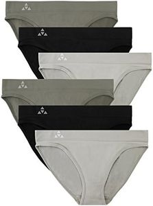 Balanced Tech Women's 6 Pack Seamless Low-Rise Bikini Panties - Grey/Charcoal/Black - X-Small