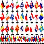 TSMD Europe European 48 Countries Desk Flags Set Small Mini Office Table Stick Flag with Stand Base for Classroom Decorations,5x8 Inch