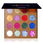 UCANBE Pro Glitter Eyeshadow Palette - Professional 16 Colors - Chunky & Fine Pressed Glitter Eye Shadow Powder Makeup Pallet Highly Pigmented Ultra Shimmer for Face Body