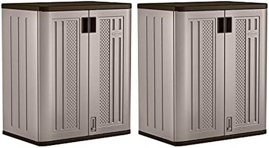 Suncast 2 Pack 9 Cu. Ft. Base Storage Cabinet, Resin Garage Organizer, Platinum Metallic/Slate