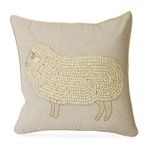 Nomaadi Easter Sheep Embroidered Cushion Cover 18x18 Handmade Decorative Cotton Pillow Cover Home Decor for Bedroom Sofa Living Room Kids Room