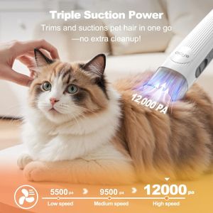Afloia Pet Grooming Vacuum Kit – Dog & Cat Clippers, 7 Tools, 1.5L
