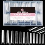 UNA GELLA Extra Long Coffin Nail Tips No C Curve 504PCS XXL Coffin Nails Half Cover Long Coffin Gel x Nails Tips Clear Fake False Nails Long Gel Extensions for Nail Art Salon Home DIY No Need File