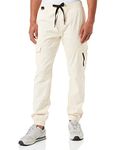 Southpole Men's Cargo Jogger with Zip and D-Ring Pants, Cream, XXL