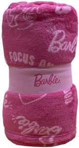 hermet Barbie, Coperta Plaid Divano Letto Morbita, Soft touch, 130x160, Rosa, Prodotto Ufficiale, Cameretta Bimba