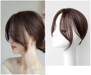 Bangs Hair Clip, Clip in Bangs, WADY 100% Human Hair Clip in Side Bangs Extensions 2PCS Medium Brown Clip on Middle Part French Bangs 10 Inch Side Swept Fringe Hairpieces #4 (Light Brown)