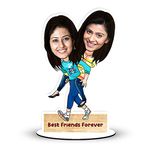 Foto Factory Gifts® Personalized Caricature Gifts for Best Friends Girls Lifting on back (wooden_8 inch x 5 inch) CA0213