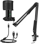 FIFINE USB Gaming Streaming Microphone Kit for PC Computer, Condenser Mic Set with Arm Stand Mute Button & Gain, Mic Studio Bundle for Podcast Recording Twitch Discord YouTube Zoom, USB C & A -T683