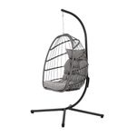 Warmiehomy Egg Chair Hanging Chair with Stand Garden Foldable Swing Chair with Cushion Rattan Hanging Egg Chairs for Indoor Outdoor Hammock Chair With Frame for Patio, Balcony