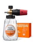 AstroAI Clear Foam Cannon, Heavy Duty Car Wash Foam Gun for Pressure Washer, Wide Neck Adjustable Snow Foam Lance & Thick Foam Sprayer, 1L Bottle with 1/4" Quick Connector