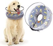 Kaket Inflatable Dog Collar, Recovery Collar Dog, Inflatable Dog Collars for After Surgery, Cone Collar Soft, Protective Inflatable Collar for Anti Lick, Cute Cat Cone Collar (M+, Grey)