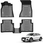 3W Floor Mats Compatible for Audi Q5 2018-2024 Custom Fit TPE All Weather Floor Liner for Audi Q5 1st and 2nd Row Full Set Car Liners Black