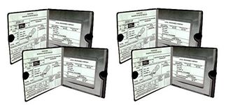 Car Auto Insurance Registration BLACK Document Wallet Holders - Automobile, Motorcycle, Truck, Vinyl ID Holder & Visor Storage - Strong Closure On Each - Necessary in Every Vehicle - 4 Pack Set