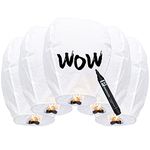 5 Packs Chinese Sky Lanterns to Release, Upgraded Quality Memorial Fire Resistant Paper Lantern, ECO Friendly Flying Lanterns in Memory for Parties Supplies and Festivals, White