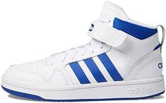 adidas Men's Postmove Mid Basketball Shoe, White/Team Royal Blue/Grey, 10